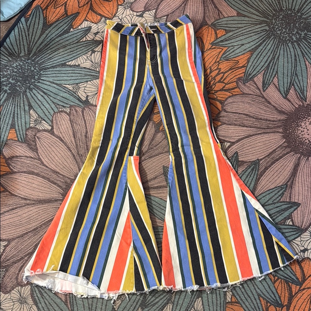 free people striped bell bottoms